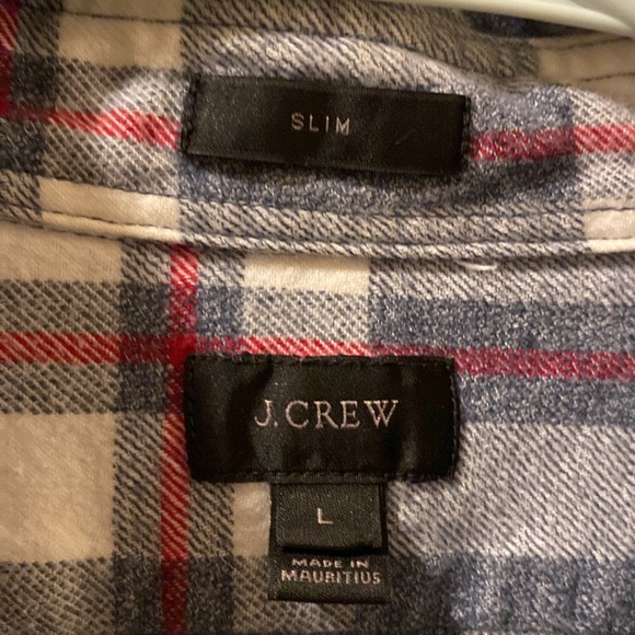 J. Crew mens large plaid flannel button down - blue/red- great condition - Picture 2 of 6